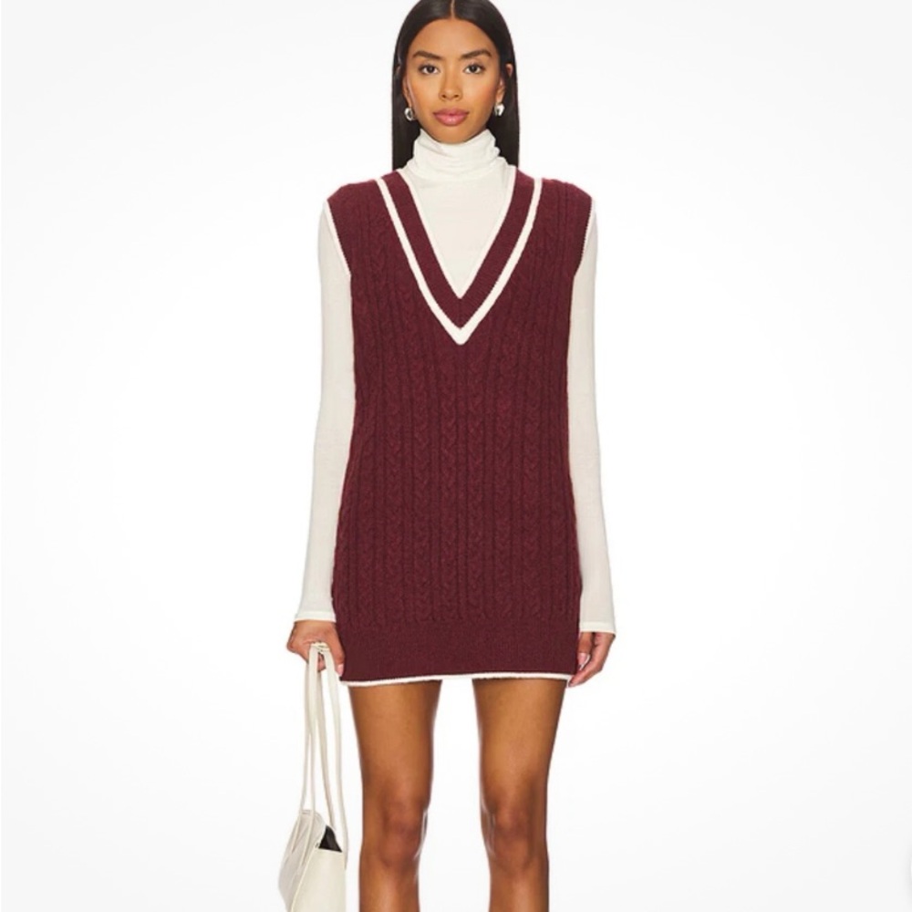 Amanda Uprichard Burgundy and‎ Cream Mini Dress. Size L NWT